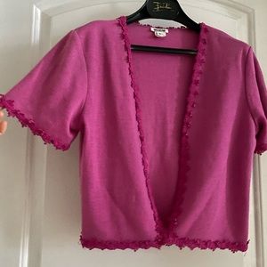 Pink Miguelina cover up/ top that goes perfect over something strappy.